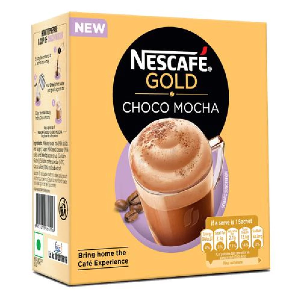 Nescafe  Gold Choco Mocha Instant Coffee Premix - Rich In Aroma & Flavour, 125 g (5 Sachets x 25 g Each)-1.webp